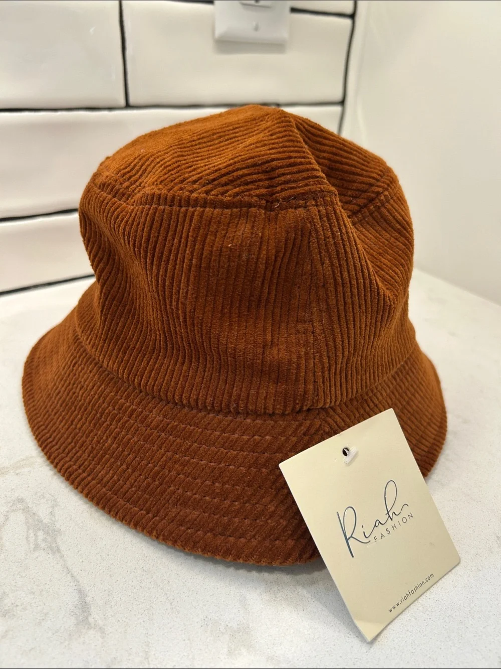 Riah Fashion Rust Brown Corduroy Bucket Hat Bohemian NWT